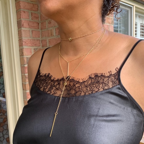 GOLDEN THREADS 3 LAYER GOLD DAINTY CHOKER - Picture 4 of 5